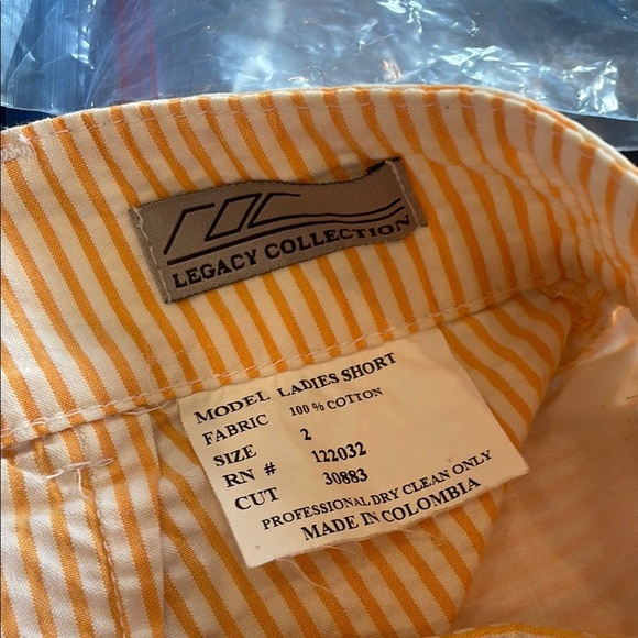 Striped orange and white  Women's Shorts - Picture 3 of 3